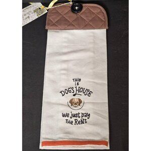 Handmade Hanging Oven Bar Towel Decor This Is Dog's House We Just Pay Rent NWT